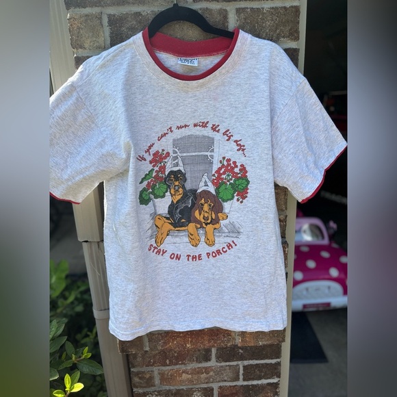 Vintage Dog Graphic Ringer T-Shirt | Cotton Fitz | Made in USA - Picture 1 of 7